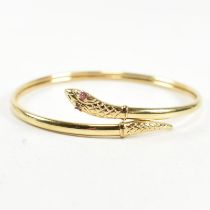 9CT GOLD & RUBY SNAKE BANGLE