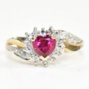 HALLMARKED 9CT GOLD DIAMOND & RUBY CLUSTER RING