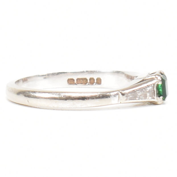 HALLMARKED 18CT WHITE GOLD EMERALD & DIAMOND RING - Image 2 of 9