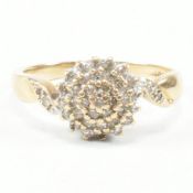 HALLMARKED 9CT GOLD & DIAMOND CLUSTER RING