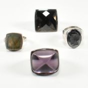 COLLECTION OF SILVER & GEM SET COCKTAIL RINGS