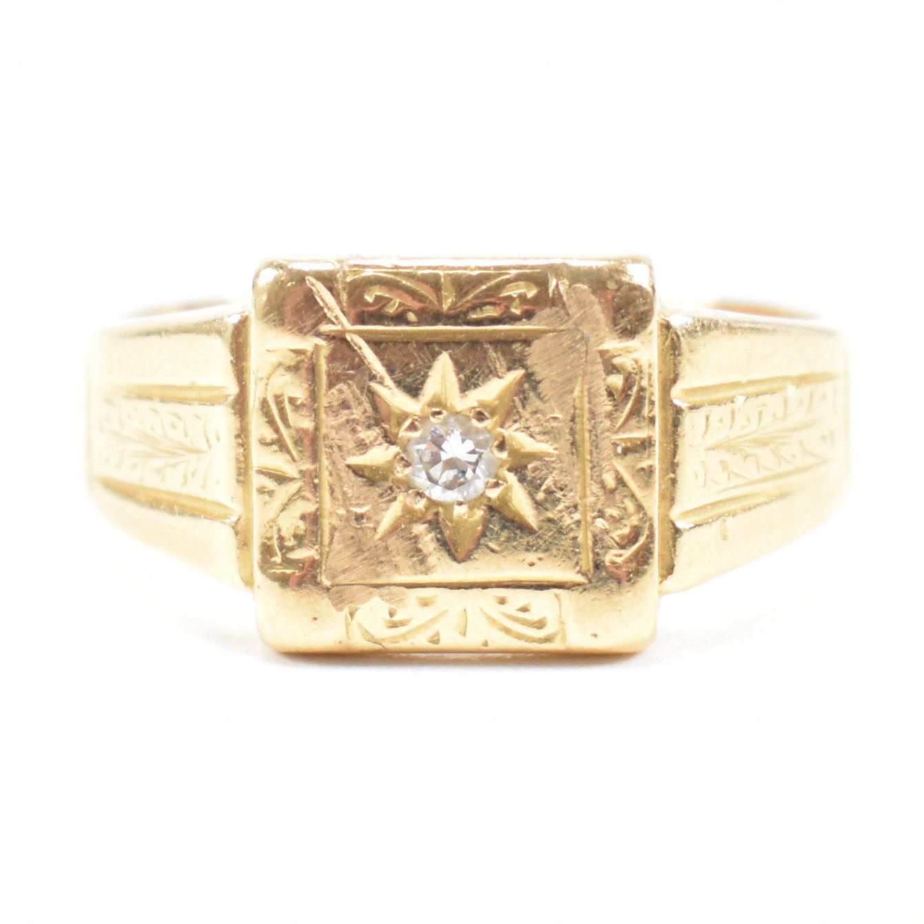 VINTAGE HALLMARKED 18CT GOLD & DIAMOND SIGNET RING