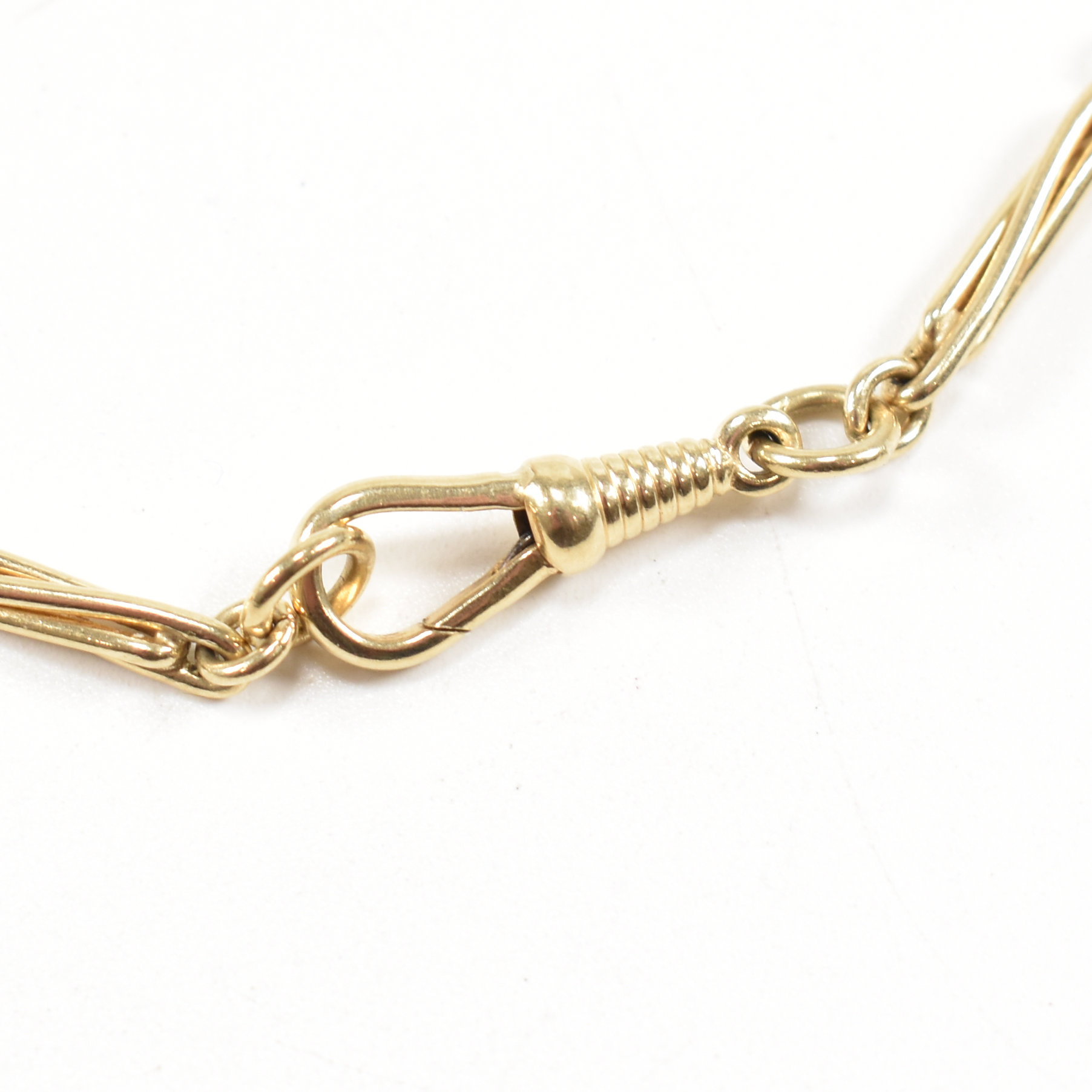 9CT GOLD TROMBONE & LOVERS KNOT NECKLACE CHAIN - Image 4 of 5