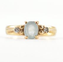 HALLMARKED 9CT GOLD AQUAMARINE & DIAMOND RING