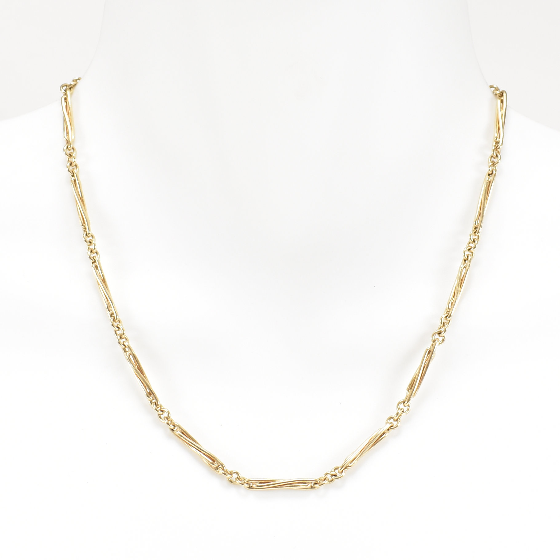 9CT GOLD TROMBONE & LOVERS KNOT NECKLACE CHAIN - Image 2 of 5