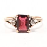 VINTAGE ROSE METAL GARNET & DIAMOND DRESS RING