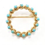 VINTAGE 18CT GOLD & TURQUOISE BROOCH PIN