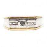 HALLMARKED 9CT WHITE & YELLOW GOLD DIAMOND MEN'S RING