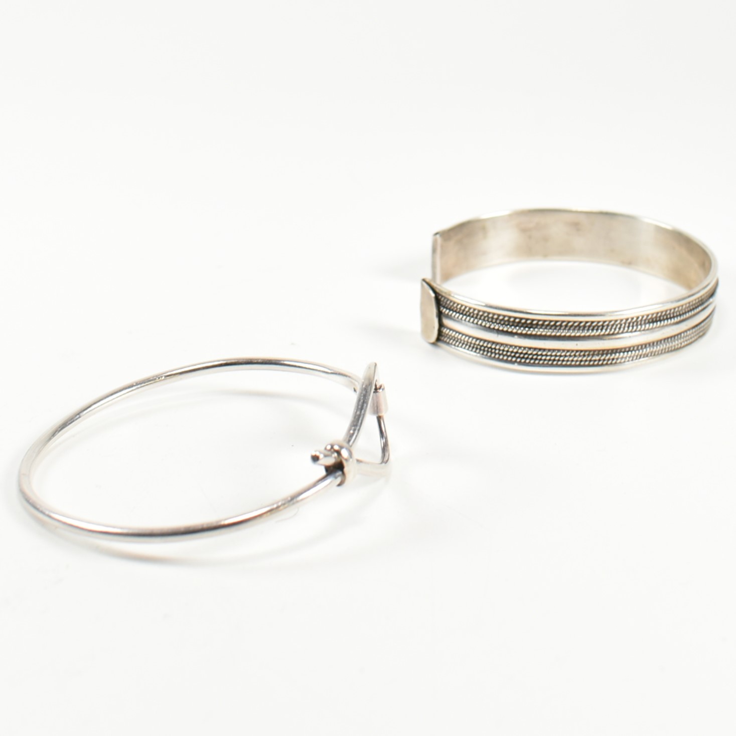 TWO SILVER BANGLES - Image 3 of 6