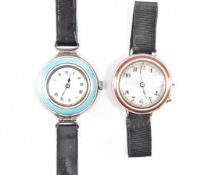 TWO GUILLOCHE ENAMELLED WRISTWATCHES