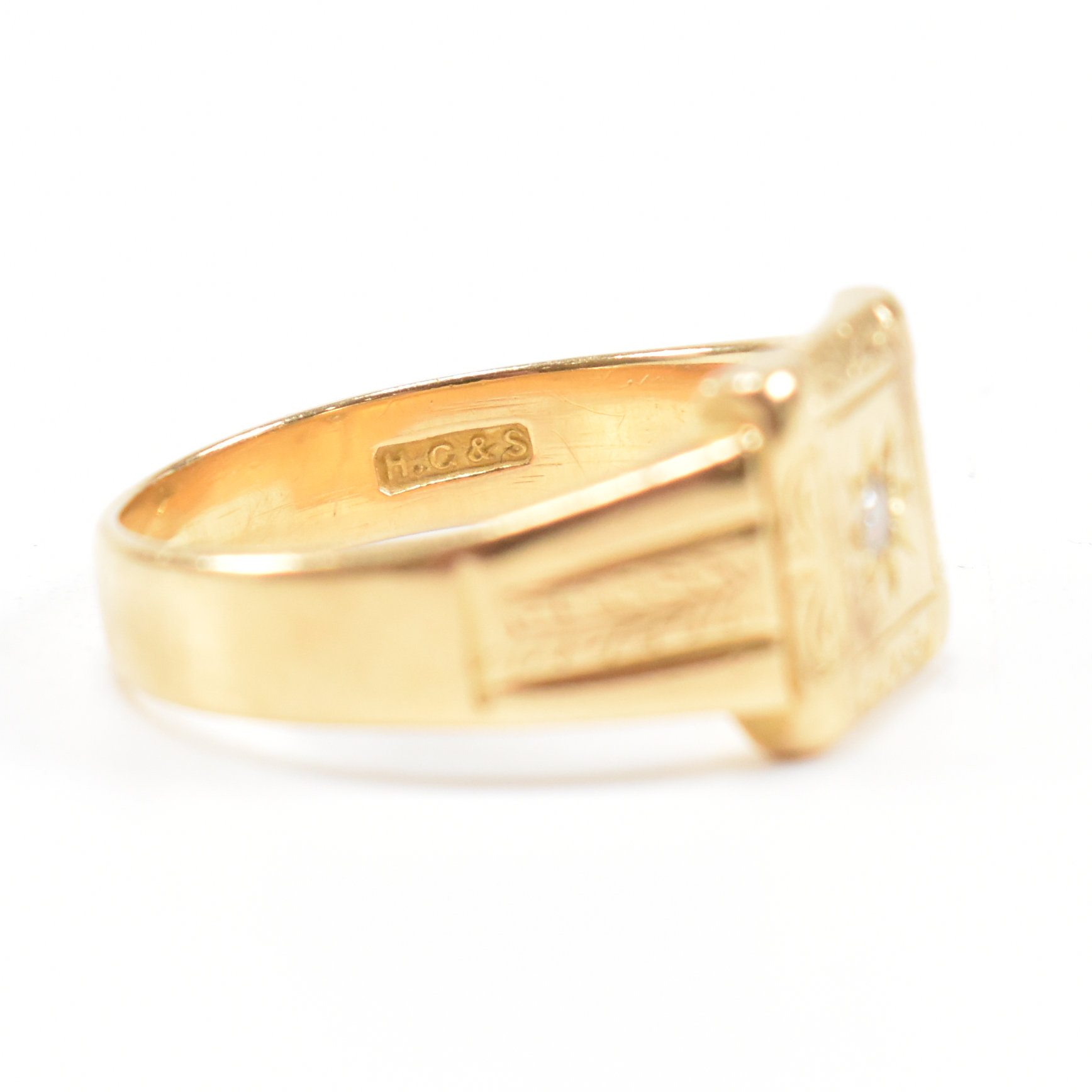 VINTAGE HALLMARKED 18CT GOLD & DIAMOND SIGNET RING - Image 5 of 9