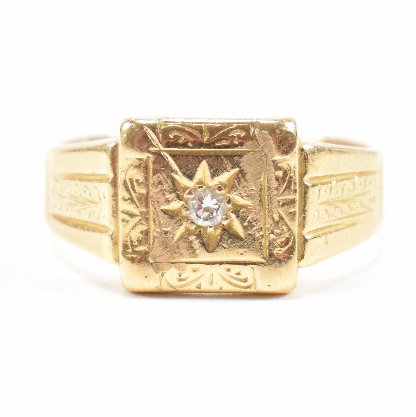 VINTAGE HALLMARKED 18CT GOLD & DIAMOND SIGNET RING - Image 2 of 9