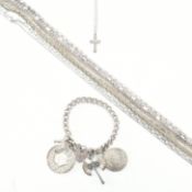 COLLECTION OF ASSORTED SILVER CHAIN NECKLACES & BRACELET