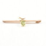 ANTIQUE ROSE METAL & PERIDOT BAR BROOCH PIN