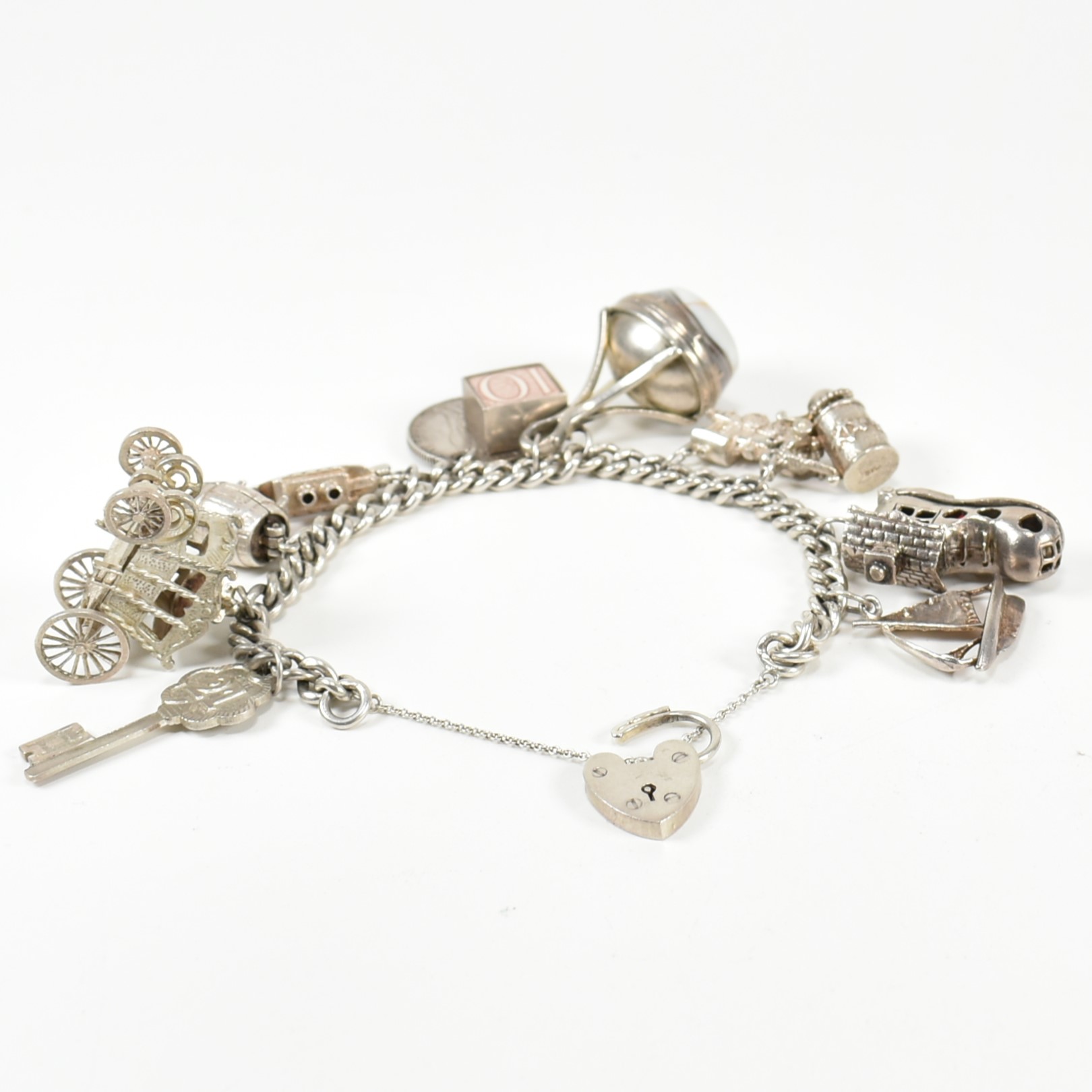 SILVER CHARM BRACELET WITH INTAGLIO SEAL FOB CHARM - Image 5 of 8