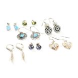 COLLECTION OF 925 SILVER & GEM SET EARRINGS
