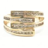 HALLMARKED 9CT GOLD & DIAMOND CROSSOVER RING