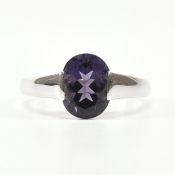 HALLMARKED 9CT WHITE GOLD & AMETHYST SOLITAIRE RING