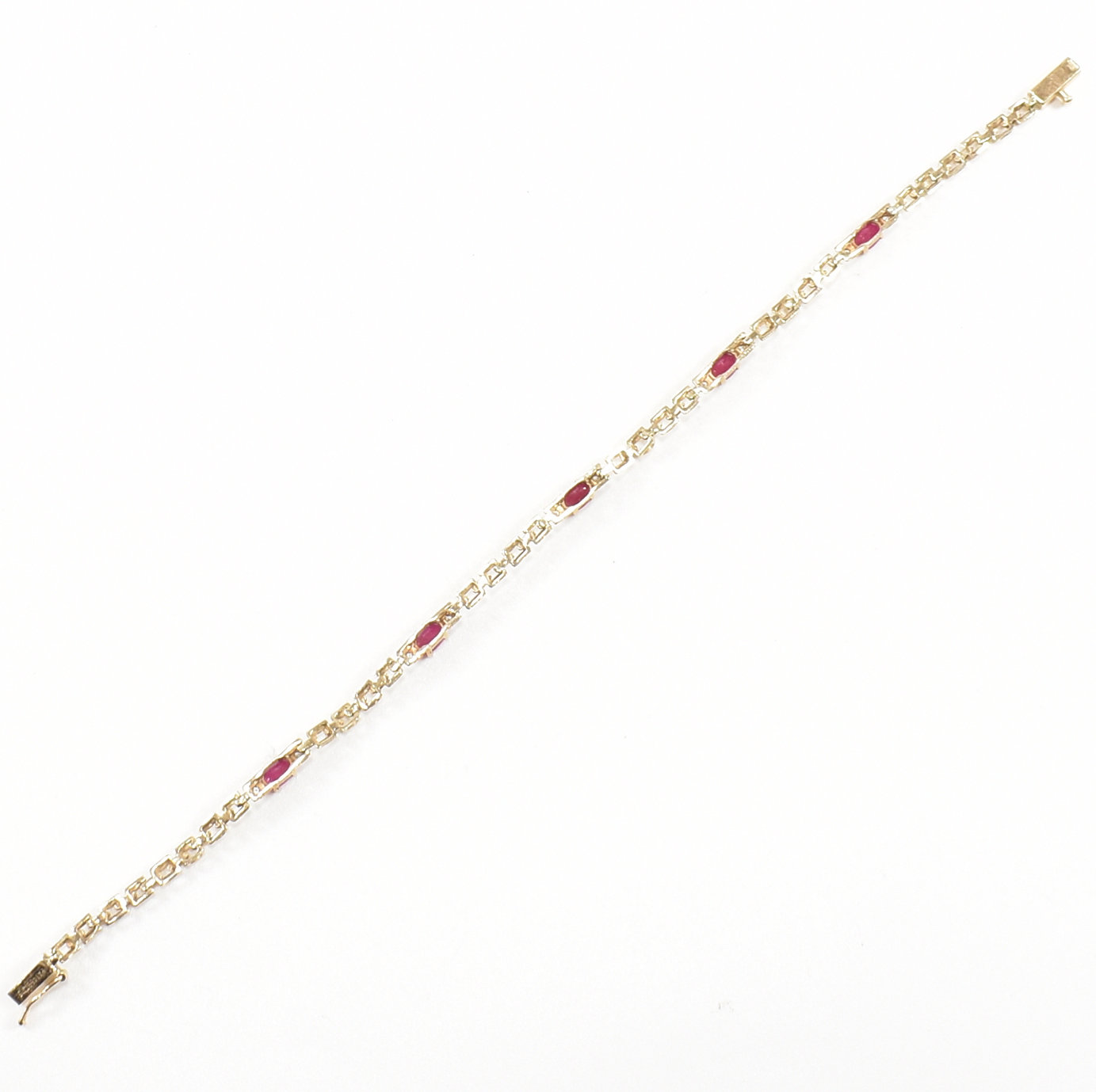 HALLMARKED 10CT GOLD DIAMOND & SYNTHETIC RUBY BRACELET - Image 5 of 7