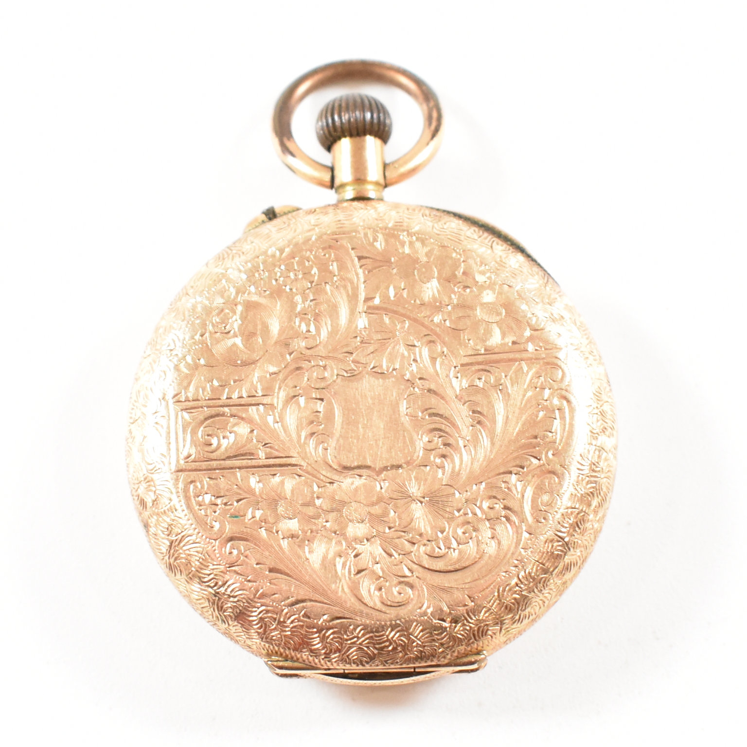 14CT GOLD OPEN FACED CROWN WIND POCKET FOB WATCH - Image 8 of 8