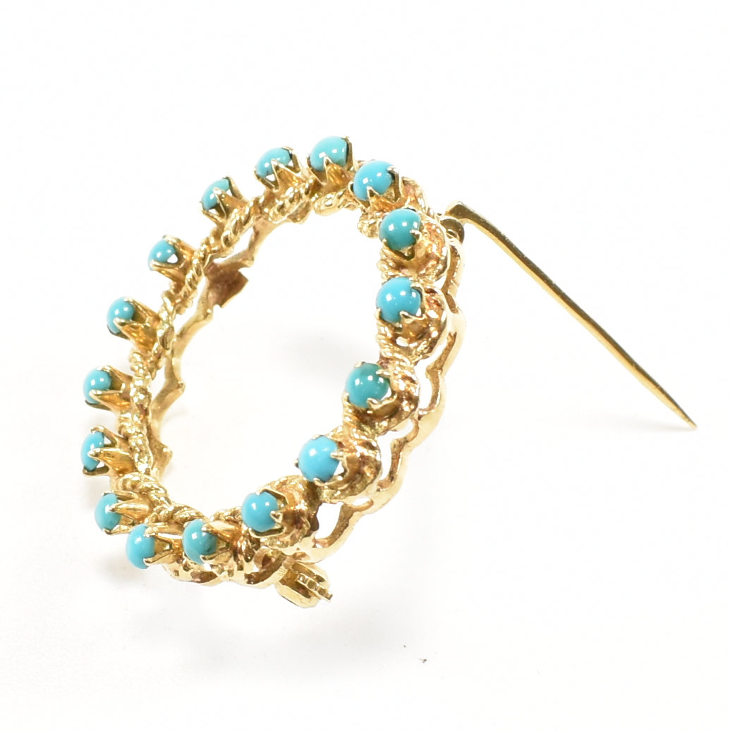 VINTAGE 18CT GOLD & TURQUOISE BROOCH PIN - Image 3 of 6