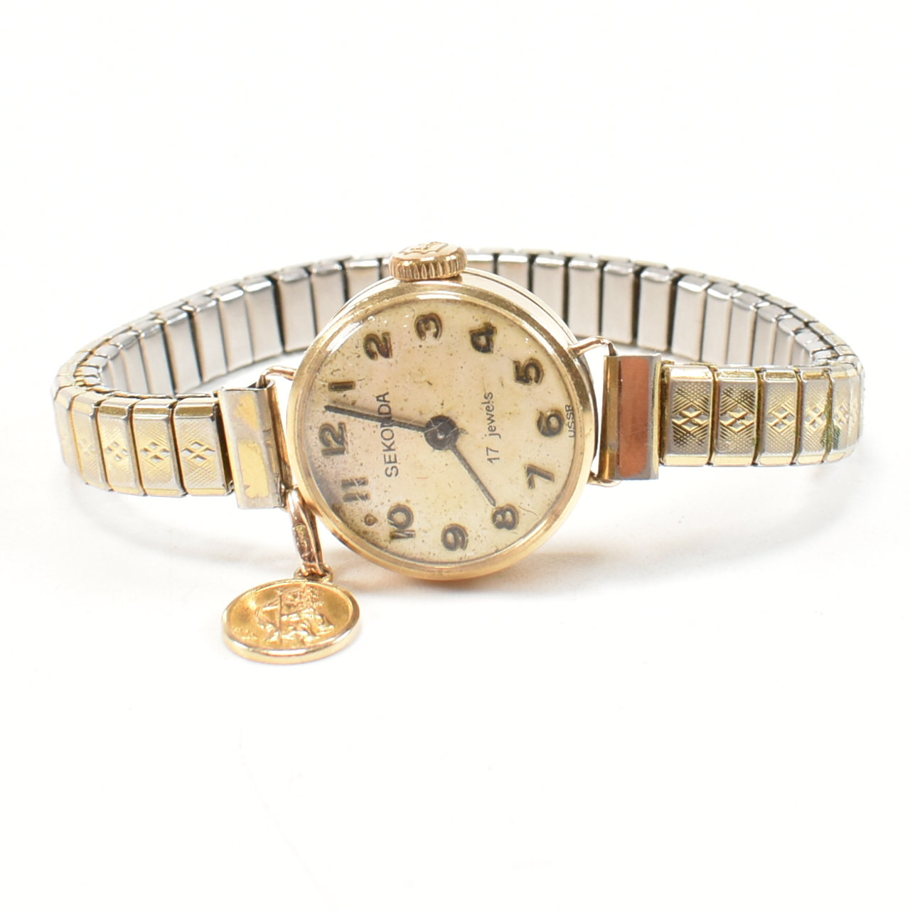 HALLMARKED 9CT GOLD SEKONDA WATCH ON STAINLESS STEEL STRAP - Image 2 of 11