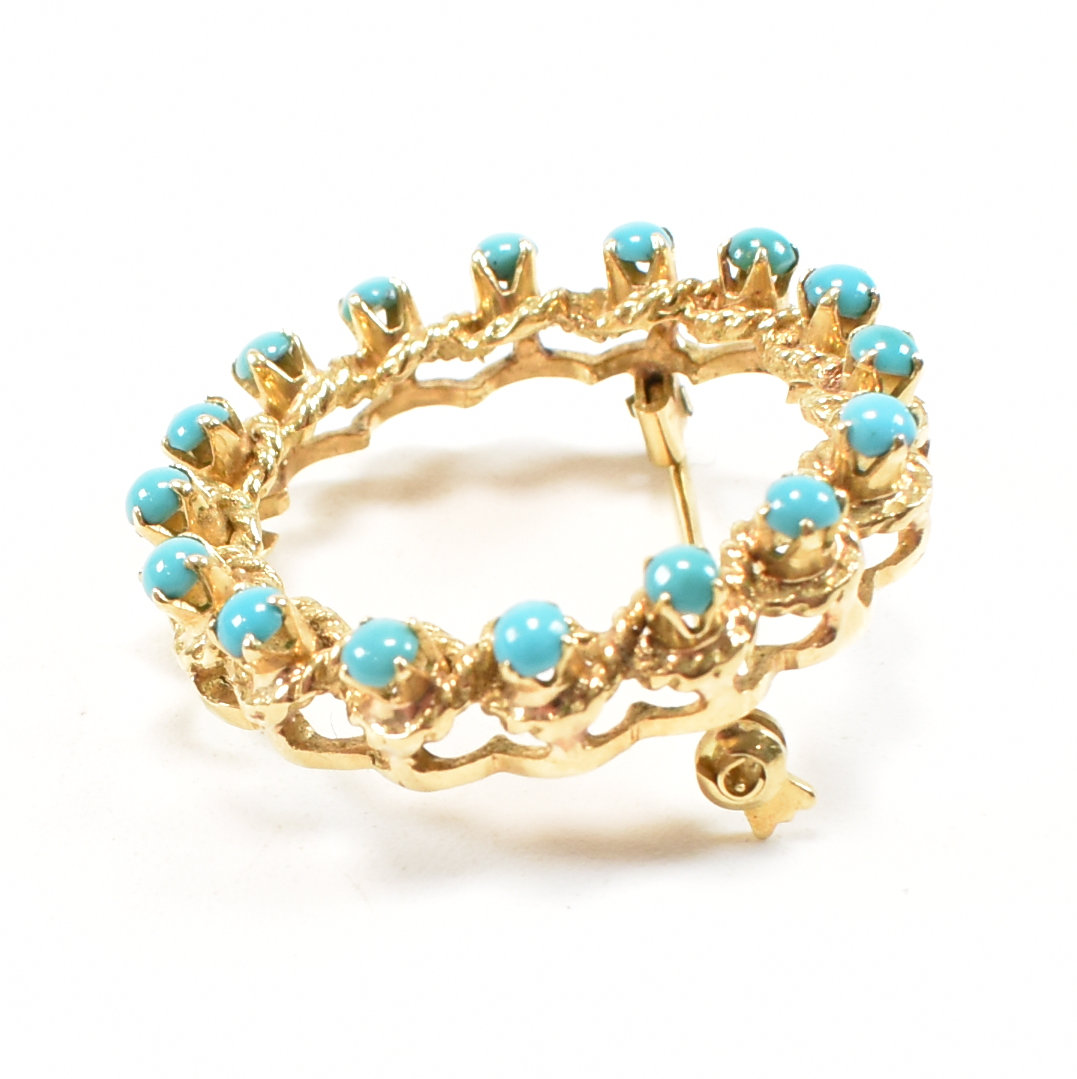 VINTAGE 18CT GOLD & TURQUOISE BROOCH PIN - Image 6 of 6