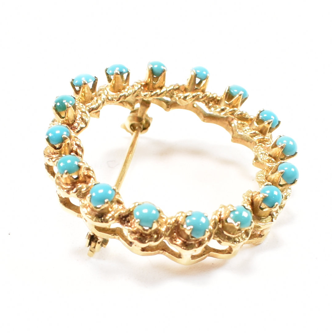 VINTAGE 18CT GOLD & TURQUOISE BROOCH PIN - Image 5 of 6