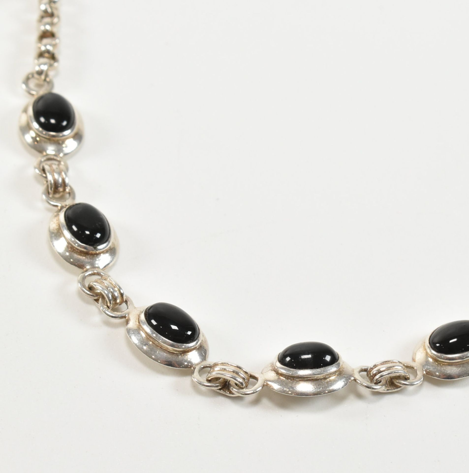 TWO 925 SILVER & BLACK STONE CHAIN NECKLACES - Image 3 of 5