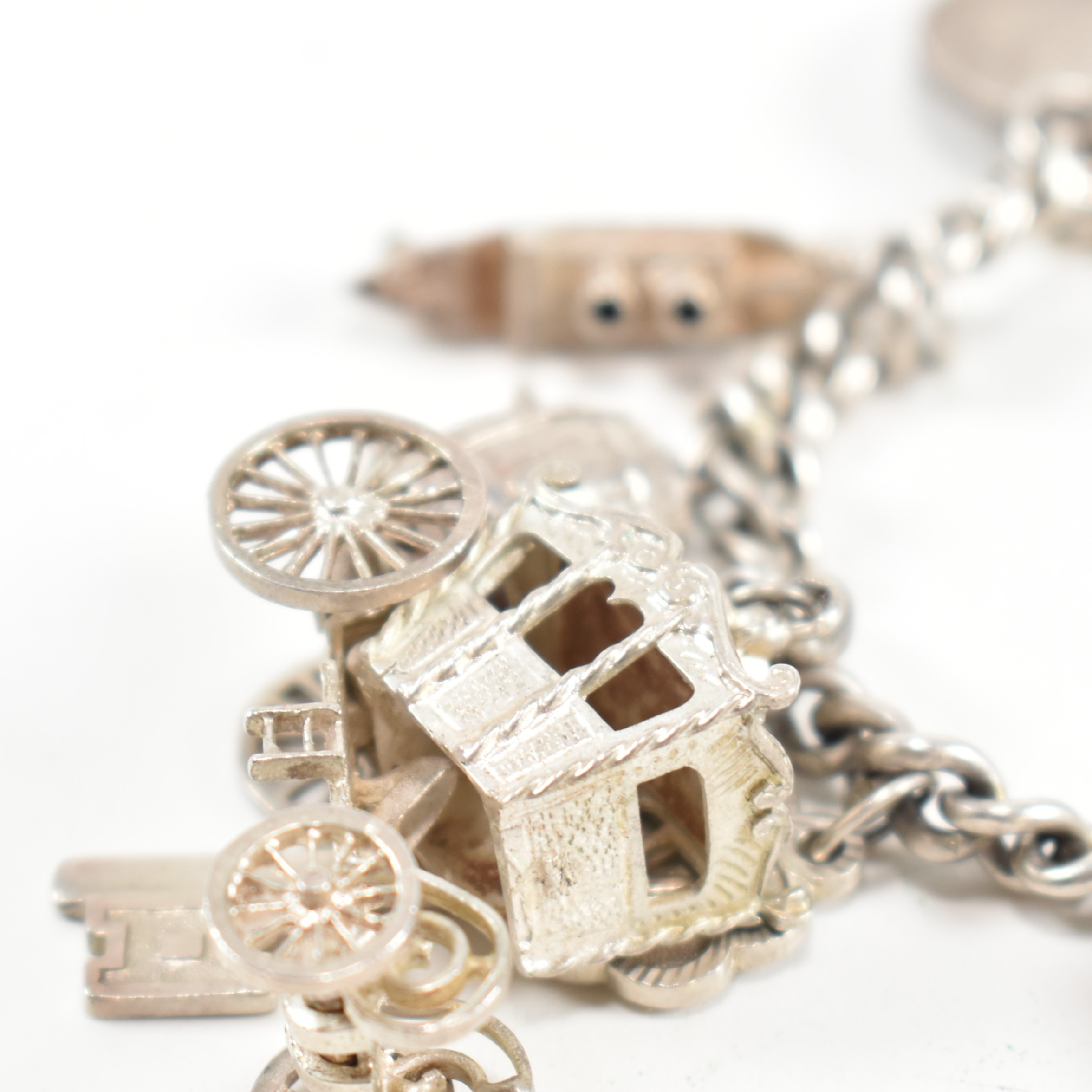 SILVER CHARM BRACELET WITH INTAGLIO SEAL FOB CHARM - Image 2 of 8