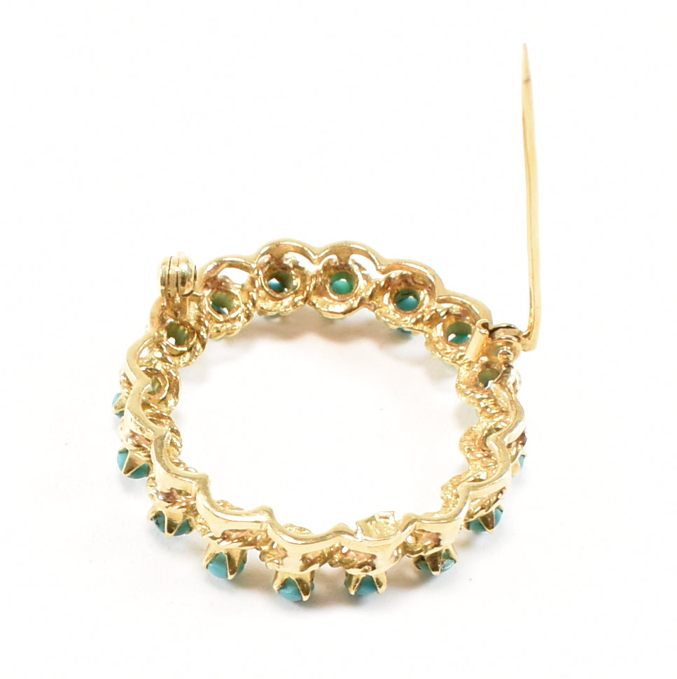 VINTAGE 18CT GOLD & TURQUOISE BROOCH PIN - Image 4 of 6