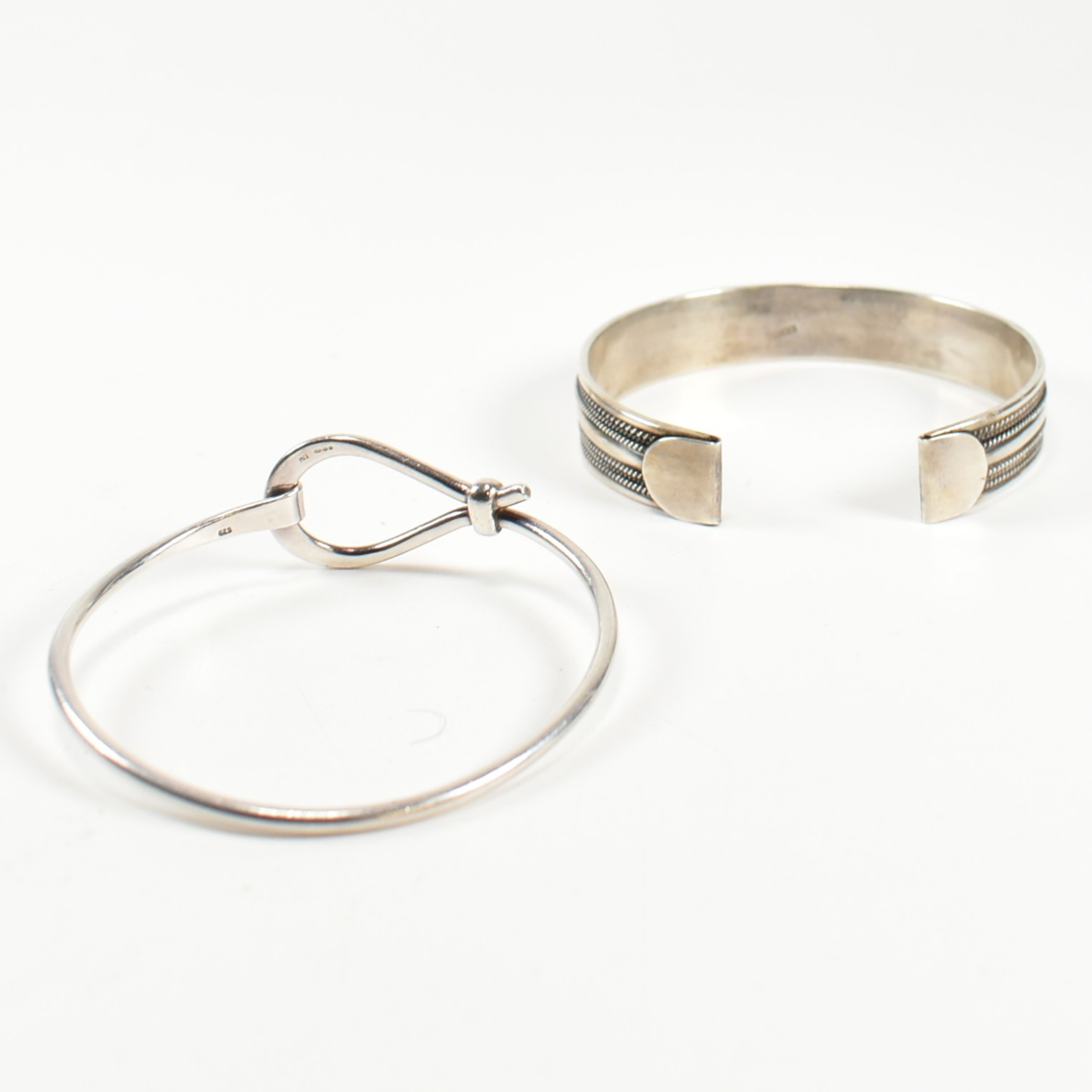 TWO SILVER BANGLES - Image 2 of 6