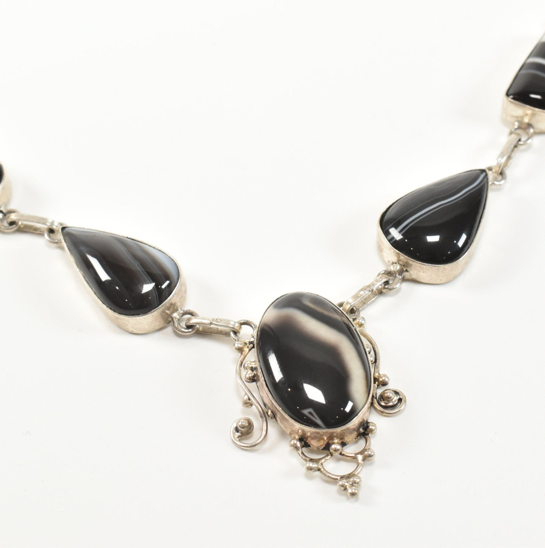TWO 925 SILVER & BLACK STONE CHAIN NECKLACES - Image 2 of 5