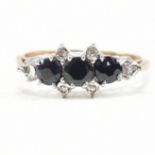 HALLMARKED 9CT GOLD SAPPHIRE & DIAMOND RING