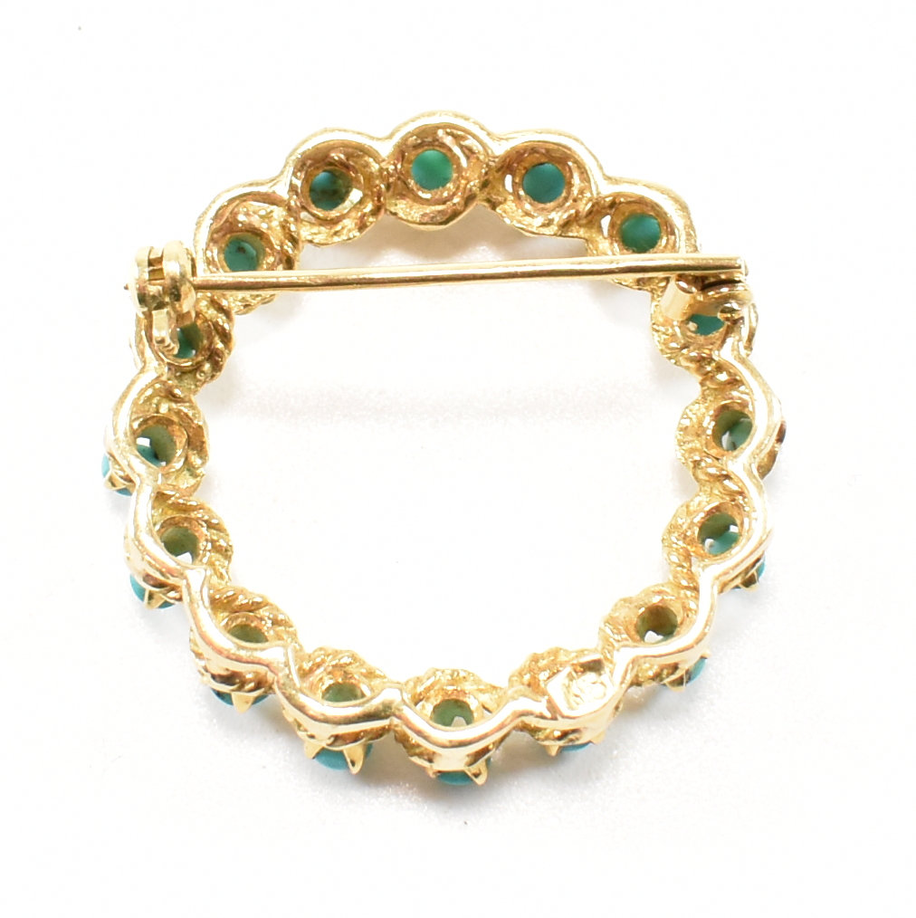 VINTAGE 18CT GOLD & TURQUOISE BROOCH PIN - Image 2 of 6