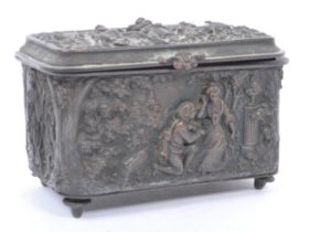 EARLY 20TH CENTURY FRENCH SPELTER LIDDED JEWELLERY CASKET