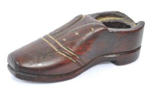 19TH CENTURY APPRENTICE PIECE WOODEN CARVED SHOE