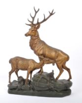LARGE PAINTED STAG SPELTER FIGURE