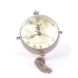 20TH CENTURY SMALL BRASS AND GLASS DESK BALL CLOCK