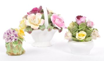 THREE MID 20TH CENTURY HAND PAINTED FLORAL SPRAYS BY COALPORT