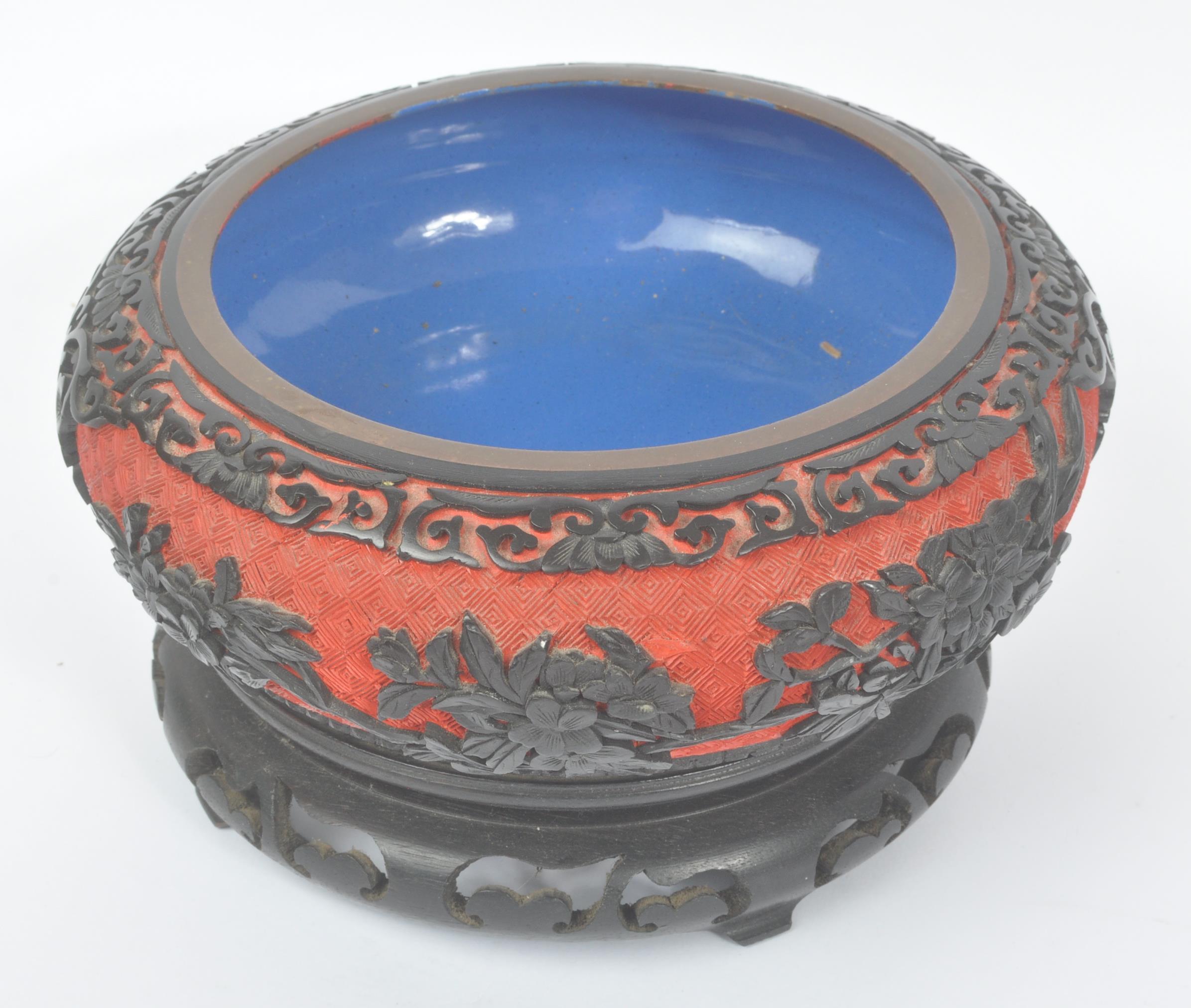 CHINESE CINNABAR BOWL WITH COLLECTION OF TIBETAN ITEMS - Image 3 of 7