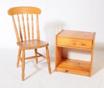 CONTEMPORARY PINE FARMHOUSE KITCHEN CHAIR W/ SIDE TABLE