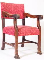 CROMWELLIAN REVIVAL OAK REFECTORY ARMCHAIR