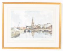AFTER EDWARD WESSON - DOCKS WATERCOLOUR PRINT
