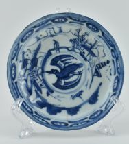 QING DAOGUANG BLUE AND WHITE PLATE 清 道光 青花山水盘