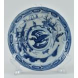 QING DAOGUANG BLUE AND WHITE PLATE 清 道光 青花山水盘