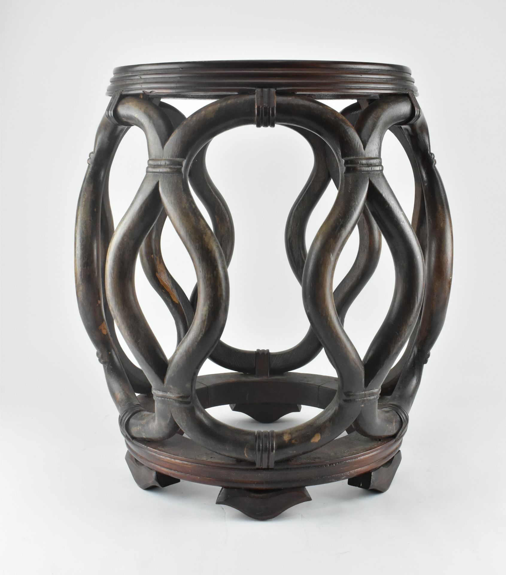 QING OR LATER WOODEN DRUM STOOL 清末 实木鼓座 - Image 2 of 6