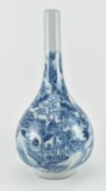 BLUE AND WHITE LANDSCAPE BOTTLE VASE 青花山水人物胆瓶