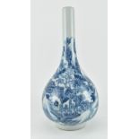 BLUE AND WHITE LANDSCAPE BOTTLE VASE 青花山水人物胆瓶