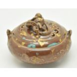 QIANLONG CERAMIC BRONZE GLAZED TRIPOD CENSER 乾隆款仿古铜釉熏炉